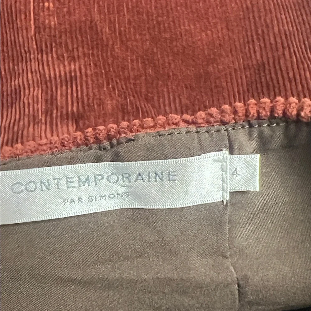 Simons Contemporaine corduroy rust brown lined button accent pencil skirt 4 - Picture 8 of 8